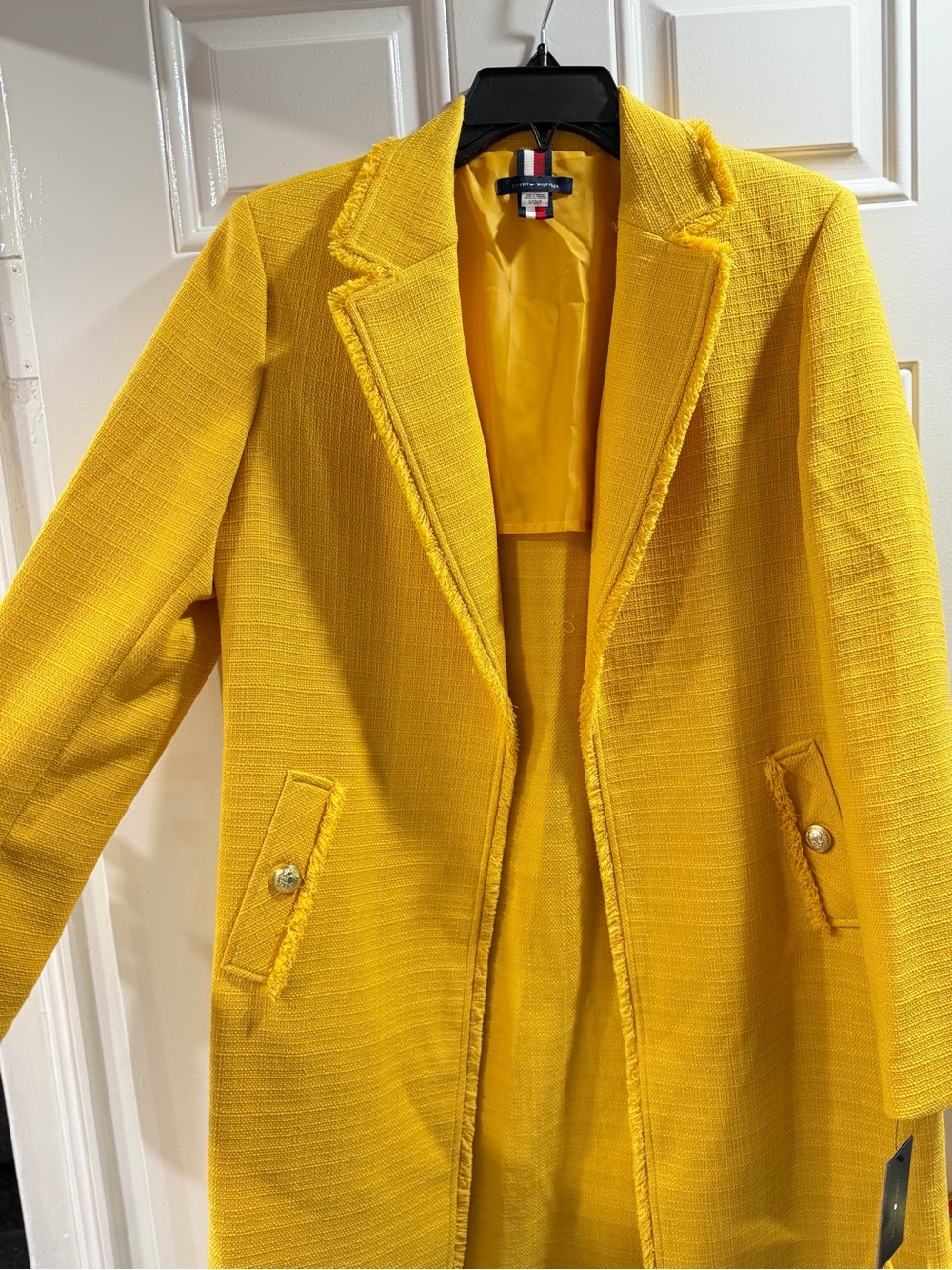 Tommy Hilfiger Bright Yellow Textured Long Coat